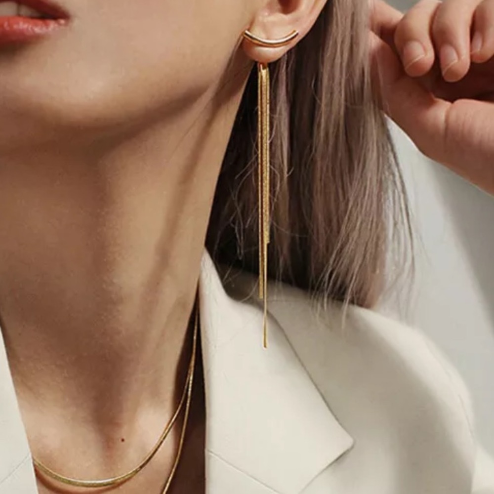 NEW 14k Gold Geometric Dangle Earrings in Gold